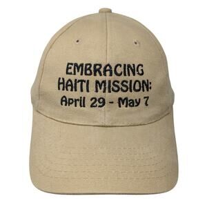 Embracing Haiti Mission Strapback Hat Beige One Size Embroidered Magic